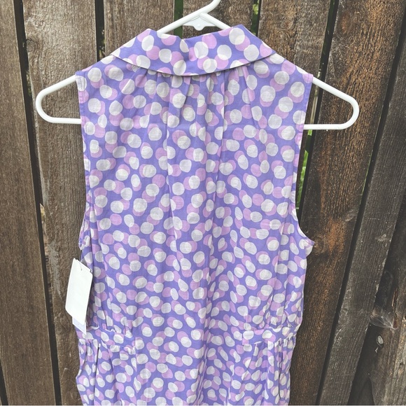 Pell & Co Purple & White Polka Dot Sleeveless Button Down Tunic Top NWT Sz 12 - Picture 6 of 14
